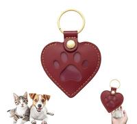 BelleFlair Pet Memorial Leather Keyring, Paw-Print-Heart-Shape Pet Fur Keepsake, Cat Keychain Paw Print, Dog Hair Keyring, Dog Cat Loss Gifts, Sympathy Memorial Gift for Animal Lovers(Brown)