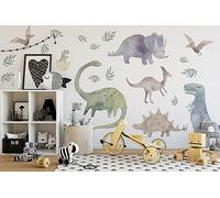 BelleImpression - Dinosaur Wall Decal Jurassic Set (105cm W x 165cm H) Removeable Watercolour Stickers Perfect for Nursery or Bedroom Decoration. Suitable for Kids, Toddler or Children.