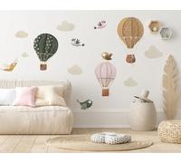BelleImpression Hot Air Balloon Wall Decals - Pastel Nursery Wall Stickers - Removable Balloon Wall Art for Baby Room or Kids’ Space - Soft Matte Finish (Original)