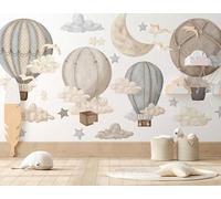BelleImpression Hot Air Balloon Wall Stickers for Nursery Wall Decor, Removable Wall Decal Cloud Stickers for Kids Bedroom, Living Room, playroom - Neutral Large