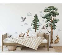 BelleImpression - Woodland Forest Animals Big Wall Decal Stickers. Perfect for Nursery or Bedroom Decoration. Removeable Watercolour Stickers Suitable for Kids, Toddler or Children.