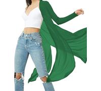 BelleLovin Womens Sexy Sheer Long Sleeve Cardigan See Through Mesh Cover Up - Green - Large