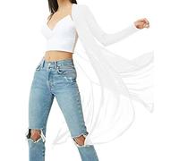 BelleLovin Womens Sexy Sheer Long Sleeve Cardigan See Through Mesh Cover Up - - Medium