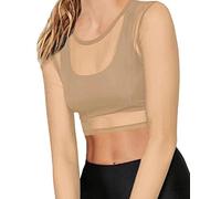 BelleLovin Women's Sheer Mesh Long Sleeve Crop Top Sexy Tee Blouse - - Medium