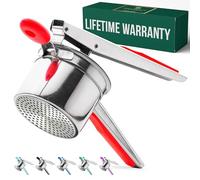 Bellemain 15 oz Large Potato Ricer | Heavy-Duty Stainless Steel Potato Ricer & Masher | Perfect for Mashed Potatoes | Ricer Kitchen Tool with Fixed Disc (Red)