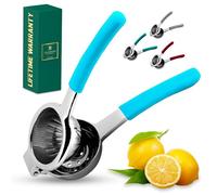 Bellemain Citrus Juicer | Metal Lemon Squeezer | Lime and Lemon Juicer Stainless Steel with Silicone Handles | Manual Juicer, Citrus Squeezer, Hand Held Juicer | Bar Juicer for Bartender (Light Blue)