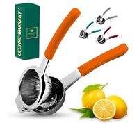 Bellemain Citrus Juicer | Metal Lemon Squeezer | Lime and Lemon Juicer Stainless Steel with Silicone Handles | Manual Juicer, Citrus Squeezer, Hand Held Juicer | Bar Juicer for Bartender (Orange)