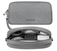 BELLEMOND「Totono+」| Cord Organizer Tech Pouch | Travel Electronics Organizer Case for Cables & Chargers | Hidden AirTag Slot & Cable Pass-Through | Designed in Japan | Charcoal Gray