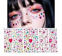 BelleOnyx Gem Stickers for Crafts, 5 Sheet Self Adhesive Rhinestone Jewel Stick on Gems, Acrylic Round and Heart Stickers, Craft Supplies for Scrapbooking,Nails,Face Makeup,Laptop,Cup Decoration