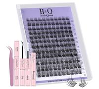 BelleQiana Silk Air Individual Eyelashes Feather-Light Ultra-Soft Band Lashes, DIY Cluster Lashes Kit with Lash Bond & Seal and Remover,144 Pcs 0.05mm eyelashes individual kit at Home(Silk Air 03)