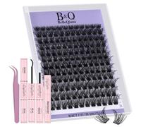 BelleQiana Silk Air Individual Eyelashes Feather-Light Ultra-Soft Band Lashes, DIY Cluster Lashes Kit with Lash Bond & Seal and Remover,144 Pcs 0.05mm eyelashes individual kit at Home(Silk Air 01)