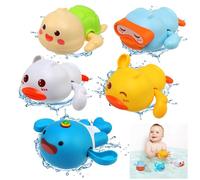 BelleStyle Baby Bath Toys, 5 Pcs Wind Up Bath Tub Toys for Kids 1 2 3 4 Years Old, Paddling Pool Toys Floating Swimming Duck Turtle Whale Clockwork Water Toys for Toddlers Boys Girls Baby Bath Time