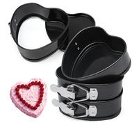 BelleStyle Cake Tins for Baking, 4 Inch Mini Springform Cake Tin Set Small Cheesecake Tins Moulds Pan Heart Shaped with Removable Bottom Non-Stick Coating for Pie Cheesecake Pizzas Quiches