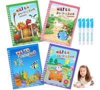 BelleStyle Magic Water Colouring Books, 4 Pieces Mess Free Water Painting Books for Children with 4 Water Pens, Animal Drawing Doodle Book Toddler Educational Toys for 3 4 5+ Year Old Kids Boys Girls