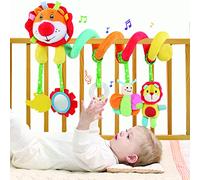 BelleStyle Spiral Pram Toy for Babies - Pushchair, Stroller, Car Seat, Cot, Crib Plush Activity Hanging Sensory Toy for 0-12 Months Newborn Infant Boys Girls - Lion
