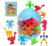 BelleStyle Suction Bath Toys for Kids, 26 Pcs Silicone Sensory Travel Toys with Suction Cup Bees & Animals, Montessori Building Toys for 3-7 Years Old Boys & Girls