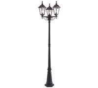 belleville clear glass tall 3 lights lamp post in matt black