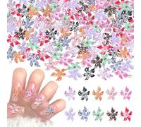 BelleVive 100 Pieces Flower Nail Art Charms, 3D Hawaiian Flowers, Nail Rhinestones, Hibiscus Flowers, Nail Jewels, Colourful Flower Nail Diamonds, Summer Nail Decorations, Tiny Flowers