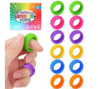 BelleVive 12-Pack Fidget Toy Sensory Rings, Silicone Fidget Rings for Autism, Small Fidget Toys for Classroom, Sensory Toy to Calm Autism