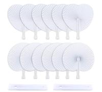 BelleVive 12 Pieces Wedding Hand Fans Paper Fans Wedding White Folding Fans Bridal Ladies Compact for Summer Events Party Crafting DIY Wall Decor