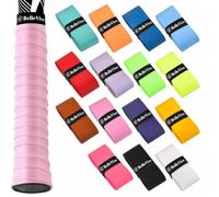 BelleVive 15-pack Tennis Racket Grip Tape, Pre-cut Non-slip PU Grip Tape with Dry Feel, Sweat Absorbent, Comfortable Grip Cover for Tennis/Badminton