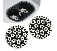 BelleVive 2-Pack Absorbent Car Coasters for Cup Holders, Ceramic Stone with Scratch-Resistant Cork Base, Easy Movement of Car Cup Holders, Featuring a Finger Notch for Women Men