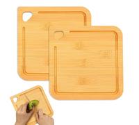 BelleVive 2 Packs Small Bamboo Wood Cutting Boards with Groove, Lightweight Mini Wooden Cutting Board for Baby and Toddler Sleeping Places, Food Prep and Serving, Chopping