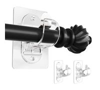 BelleVive 2 Piece Curtain Pole Holder No Drilling, Transparent Self-Adhesive Curtain Pole Brackets, No Hole, Multipurpose Curtain Hooks No Nails for Bathroom, Style 2