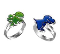 BelleVive 2 Piece Mood Dinosaur Ring Set, Colour Changing, Emotion Feel, Temperature, Adjustable Animal Finger Ring, Fun Jewellery, Party Game Rings, Birthday Gift