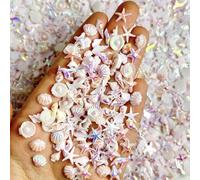 BelleVive 200 Pieces Summer Beach Nail Art Charms Resin, Summer Ocean Themes, Rhinestones, Shells, Starfish, Holographic Laser Shell Nail Art Charms for Women