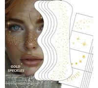 BelleVive 25 Different Glitter Freckle Face Tattoos, Glitter Freckles, Gold Glitter Makeup Speckles for the Face, Radiant, Sparkling Makeup Patches, Gold