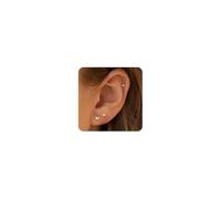 BelleVive 3 Pairs of Small Flat-Back Earrings for Women, 14 Carat Gold-Plated Small Butterfly Stud Earrings, Hypoallergenic Helix Piercing Jewellery, Cartilage Earrings, Gifts