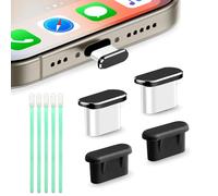 BelleVive 4 Pack USB-C Dust Plugs, USB-C Port Cover, Compatible with iPhone 15/16 Pro, Plus, Pro Max, Charging Port Dust Protection, 2 Aluminium Alloys + 2 Silicone