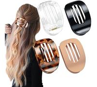 BelleVive 4 Pieces Flat Hair Clips French Concord Claw Clips Curved Round Flat Barrettes for Women and Girls Hair Clips with Strong Hold for Thick Thin Hair, multicoloured, 1 stück (4er Pack)