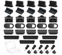 BelleVive 40 Pieces USB Port Covers, Silicone Dust Plugs for Computer Camera, USB, USB C, RJ45, HDMI, SD Port, Headphone Jack, Audio Port (8 Types)