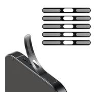 BelleVive 5-Pack Dustproof Mesh Stickers for iPhone 16 Pro/16 Pro Max, Integrated Protection for Speaker and Charging Port, Anti-Dust, Earpiece Speaker Mesh, Black