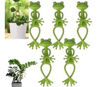 BelleVive 5 Pcs Frog Plant Stand, green frog plant supports, cute frog flower pot hugger plant climbing attachment clips, animal figurine planter hanger decorations
