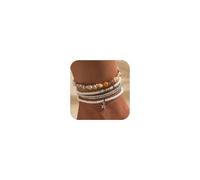 BelleVive 5-piece Pearl Anklet Set, Adjustable Gold Boho Shell Anklet, Hawaiian Beach Shell Bead Starfish Conch Ankle Jewellery, Summer Fashion Gifts for Women