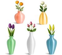 BelleVive 5 Piece Sweet Mini Vase Magnets for the Fridge, Small Magnetic Bud Vases, Flower Pots for Fridge Decoration, Kitchen and Home, Ideal for Plant Enthusiasts