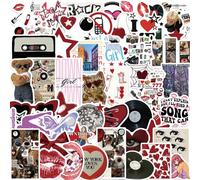 BelleVive 50-Piece Aesthetic Downtown Girls Sticker Pack, Cool Trendy Y2K Stickers for Water Bottles, Fun Waterproof Vinyl Stickers