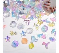BelleVive 50 Pieces Ocean Series Nail Charms, 3D Resin, Nail Art Accessories for Acrylic Nails, Shells, Starfish, Nail Gems and Charms for Women, Summer, Nail Art Decoration