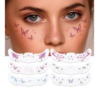 BelleVive 6 Sheets of Temporary Tattoos for Adults, Sparkling Freckles & Star Face, Body Glitter with Face Glitter for Women and Girls, Accessories for Country Concerts