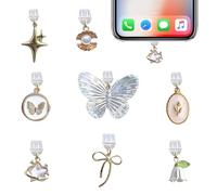 BelleVive 8-Pack charms for phone and Kindle, dust protector charm compatible with Kindle with Type-C charging port, delightful gift, butterfly-bow-flower design