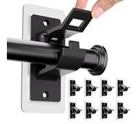 BelleVive 8 Pack Curtain Pole Holders No Drilling, Self-Adhesive Curtain Rod Brackets, No Holes, Multipurpose Curtain Rod Hooks No Nails for Bathroom, Bedroom, Black