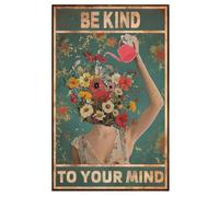 BelleVive Be Kind to Your Mind Vintage Picture Poster Hippie Boho Wall Art Vintage Poster Encouragement Gifts for Women Home Office Living Room Bedroom Wall Decor Style 1