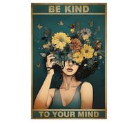 BelleVive Be Kind to Your Mind Vintage Picture Poster Hippie Boho Wall Art Vintage Poster Encouragement Gifts for Women Home Office Bedroom Living Room Wall Decor Style 2