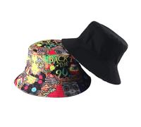 BelleVive Bucket Hat Retro 80s 90s Style Fashionable Unisex Reversible Fishing Hat Double-Sided Sun Hat Packable Sun Cap Rave Party Outfit Accessories for Women Men