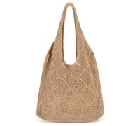 BelleVive Crocheted Tote Bag, Mesh Beach Bag, Summer Hobo Bag, Holiday, Boho Tote Bag for Women, Travel Bag, Large Aesthetic Tote Bag, Hippie Knit Bag, Brown
