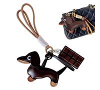 BelleVive Dachshund Keyring, Cute Puppy Dog Bag Charm, Leather Good Luck Charm, Dachshund Keyring Gifts for Loved Ones, Ladies, y2k Keyring