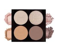 BelleVive Eyeshadow Quads, matte, 4 light nude-champagne-gold and light-dark brown eyeshadows, metallic and shimmering finishes, velvety pigmented creamy formula, Shade 1
